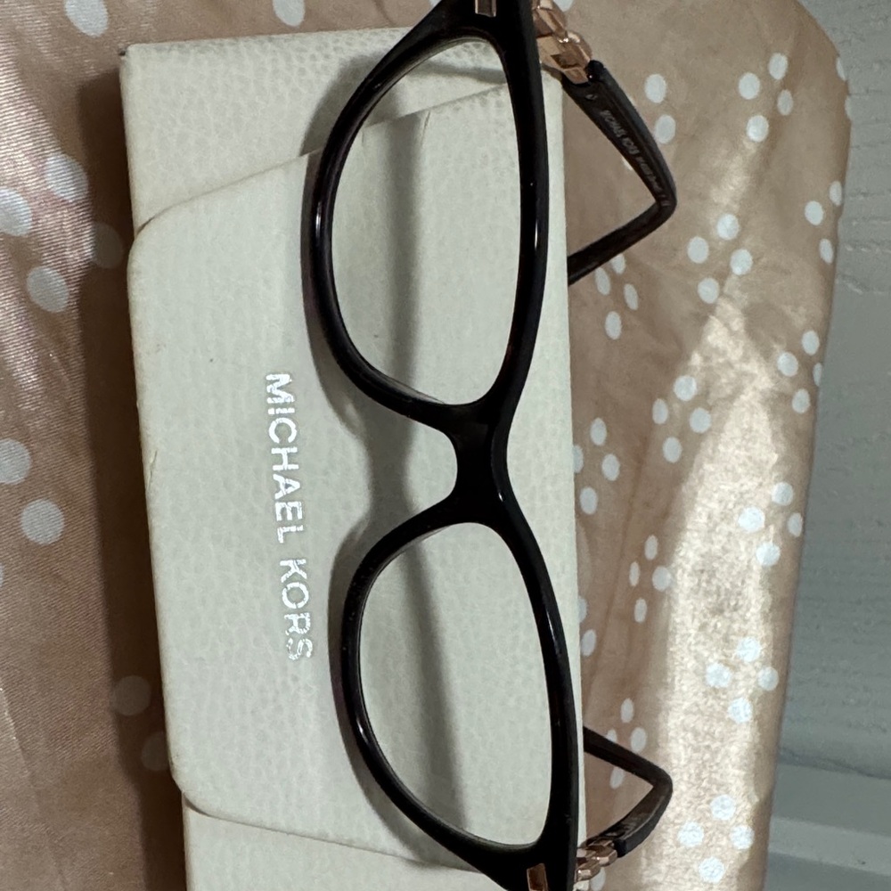 Michael Kors Women's Glasses in Dark Sparkling Red/Pink with Gold Accent